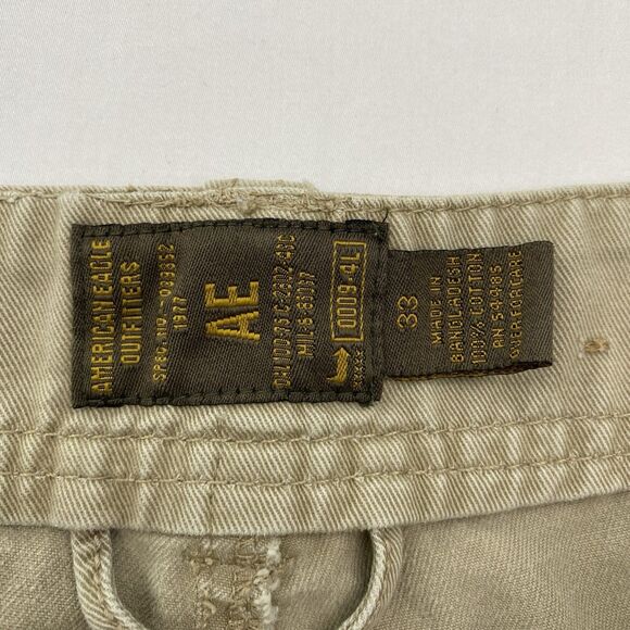 American Eagle Cargo Shorts Mens 33x10 Tan Khaki Cotton Outdoor Y2K Gorpcore - Picture 4 of 8
